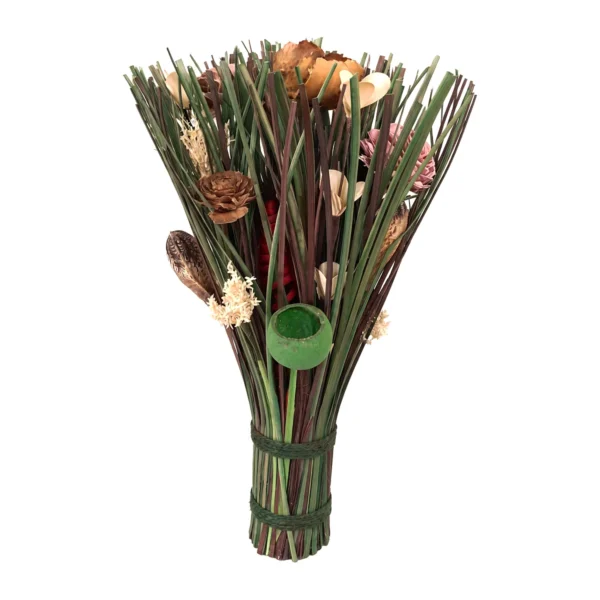 Arrangement AR56: free-standing sheaf bouquet of green and burgundy grass stems