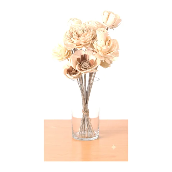 Arrangement AR69: loose stem bunch of natural cream sola flowers