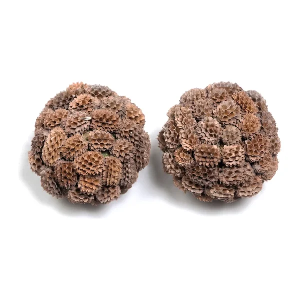 Casurina Ball EX15: a handmade decorative sphere densely covered with small, cone-like natural seed pods