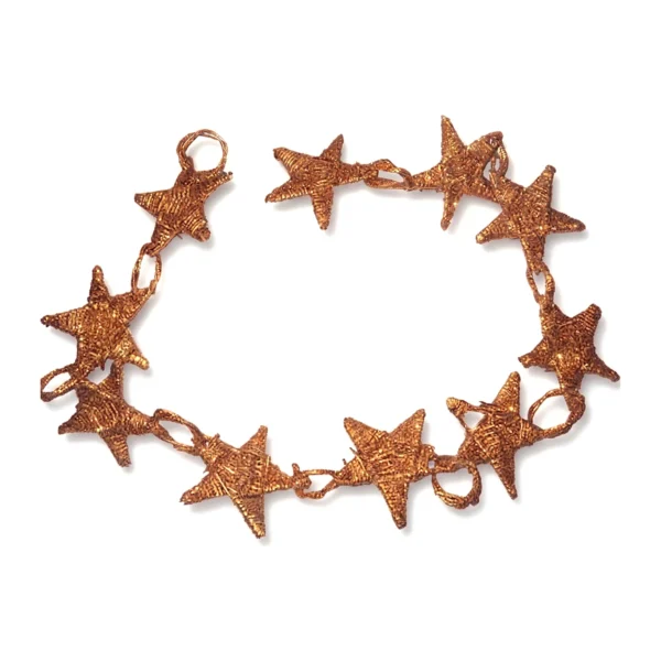Lata Star with Ring HM02: a handmade vine star wrapped in fine lata strands with a metallic copper finish