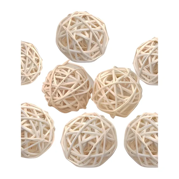 Lata Ball Bleached HM07: a handmade vine ball bleached to a soft ivory-cream, wound in a loose open lattice
