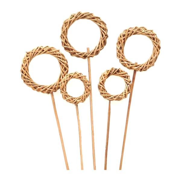 Lata Ring Bleached HM09: a small handmade woven vine ring mounted on a slender stick, catalogued in a bleached finish