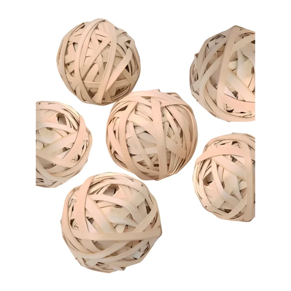 Slim Raffia Ball HM20: a handmade décor ball wound from smooth, flat raffia strips in a soft peach-beige