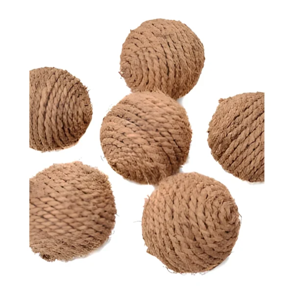 Coco Rope Ball HM21: a handmade décor ball wrapped in twisted coconut-fibre (coir) rope in warm reddish-brown