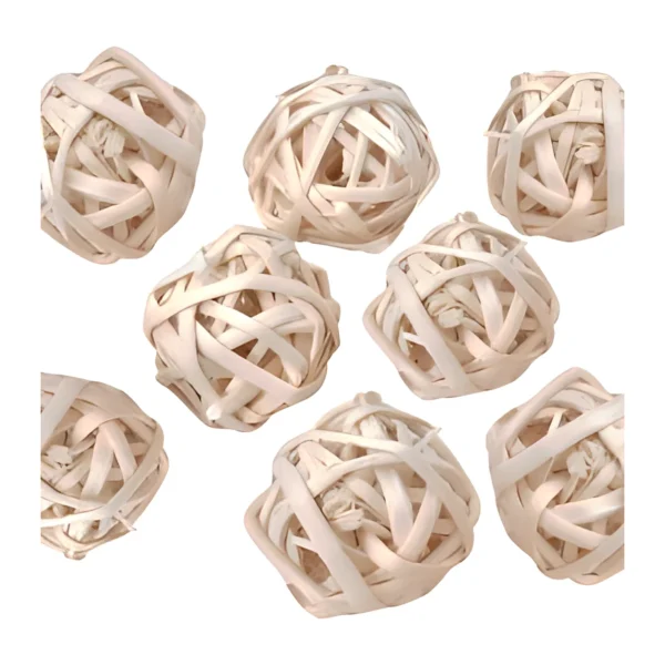 Kambu Ball HM23: a handmade décor ball loosely wound from wide, flat kambu strips in a pale cream tone