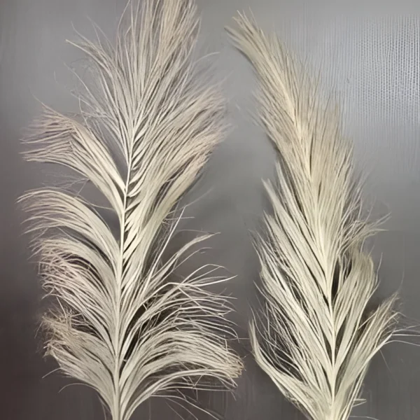 Khejur Sikha LE04: date palm fronds split into fine, hair-like strands in a soft greige-beige tone