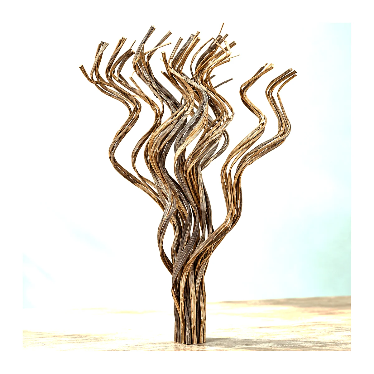 Coco Curly 5 Finger MI06: natural dried sticks split into several strands and shaped into deep, wavy curls