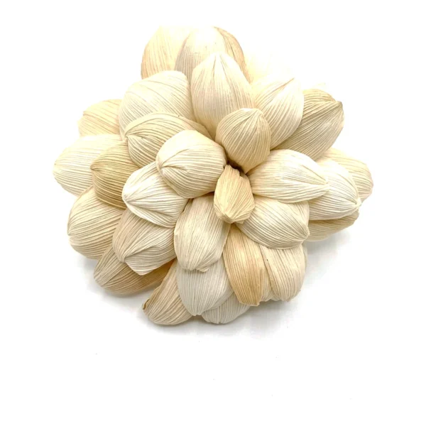 Sola Item MI12: a handmade, dahlia-style bloom built from many cupped, pointed petals with fine lengthwise ribbing