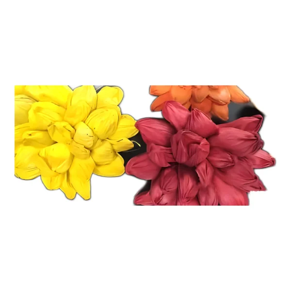 Maze Leaf Flower MI14: handmade maize leaf flowers: full, dahlia-like blooms shaped from cupped maize husk petals