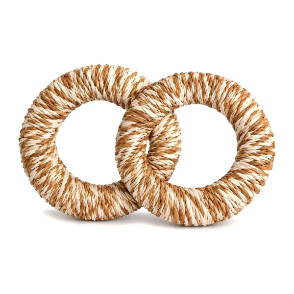 Sola Rope Ring SO05: a handmade ring wrapped in twisted ivory and tan sola cord