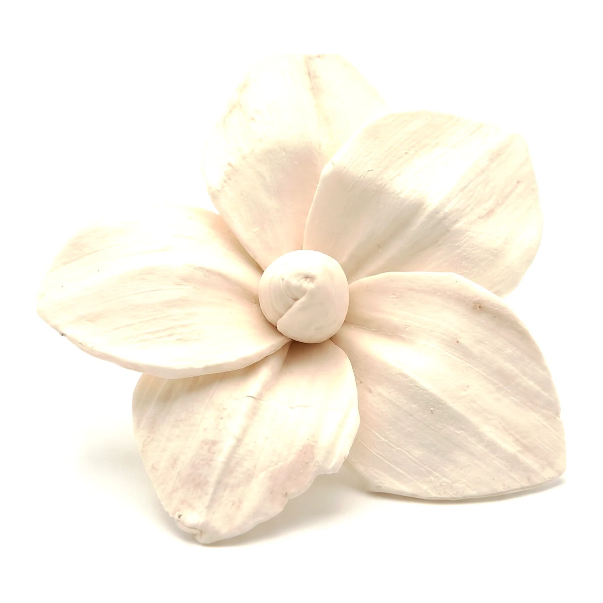 Sola Mini Lotus SO48: a small, open flower of broad, softly pointed ivory petals set around a round, rolled bud centre
