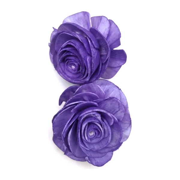 Violet Sola Rose SO53: violet dyed sola rose with loose, wavy outer petals and a softly spiralled centre
