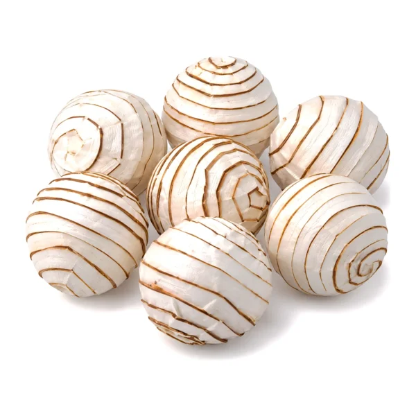 Sola Stripe Ball SO77 wrapped in a continuous spiral of shaved sola