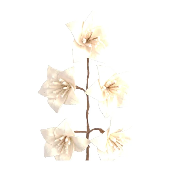 Sola Banana Flower SO80: several ivory star-shaped sola blooms with serrated petal edges and long strand-like stamens