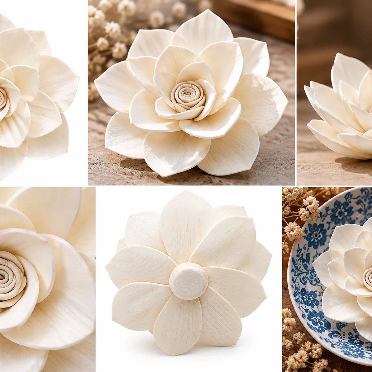 Sola Gardenia Flower SO87: large handmade sola gardenia-style flower – view 3
