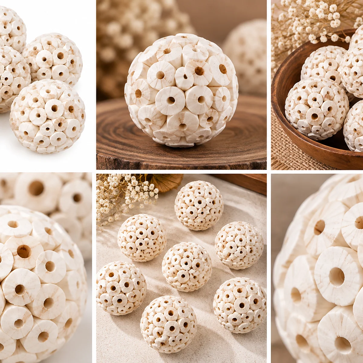 Sola Ata Ball SO90 covered in short cylindrical sola pieces with open centres – view 2
